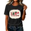 Women's Casual Christmas Print Short Sleeve T-Shirt Fashion Graphic Top for Holiday