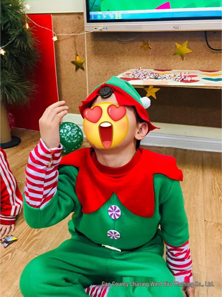 Świąteczny zielony kostium rodziny elfów na Boże Narodzenie i Halloween