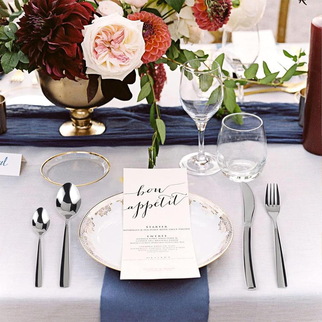 Batone Cutlery Set Scandinavian Style 24 Piece Set Cutlery Assortment Set Spoon Fork Set for 6 People Spoon Fork Knife for Restaurants Home Use