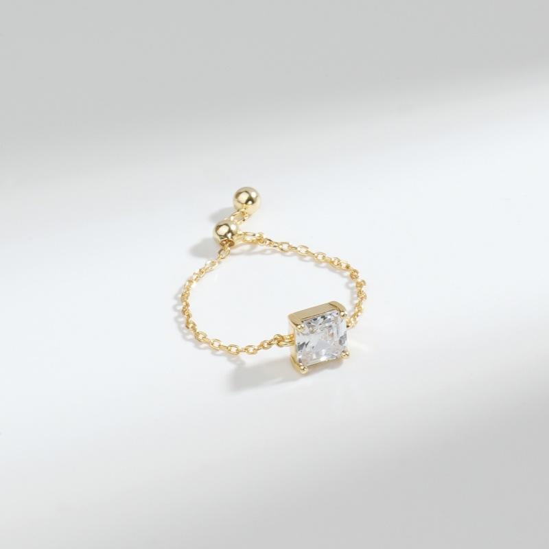 

Кольцо с инкрустацией из стерлингового серебра S925 с цирконием, женское, открытое, модное, легкое, роскошное, универсальное, удлинительное кольцо-цепочка opening adjustable