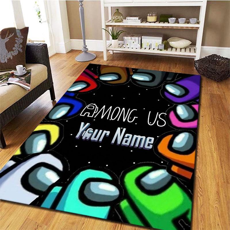 Among Us Custom Name Carpet Rug for Living Room Bedroom Home Sofa Decoration,Kids play Non-slip Floor Mat
