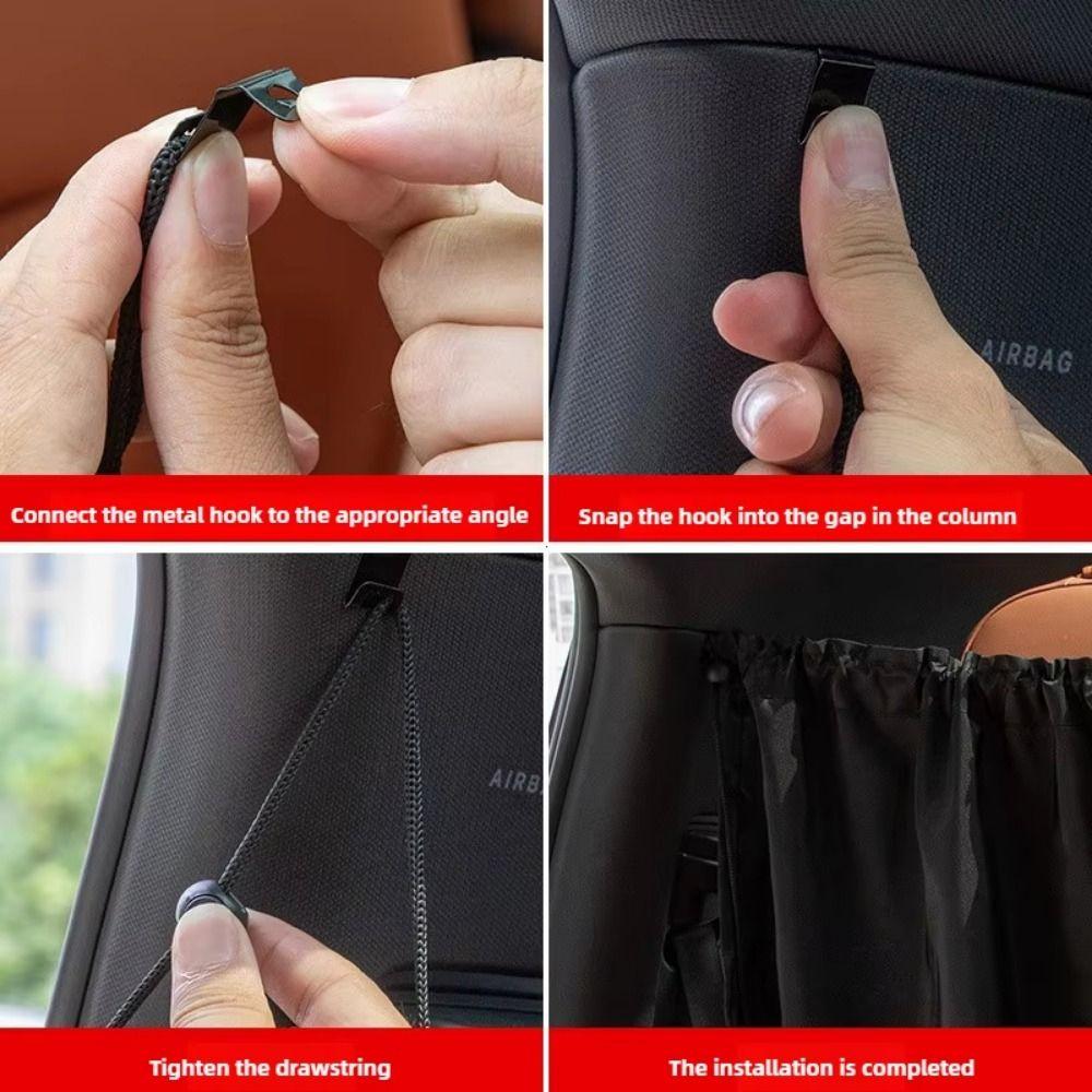 2/4Pcs Light Blocking Car Divider Curtains Retractable Portable Car Privacy Partition Curtain Black Partition Protection