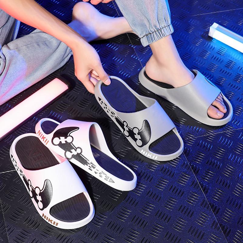 Men's Slippers Summer New Trend Versatile One-word Drag Thick Bottom Indoor Home Bath Non-slip Sandals