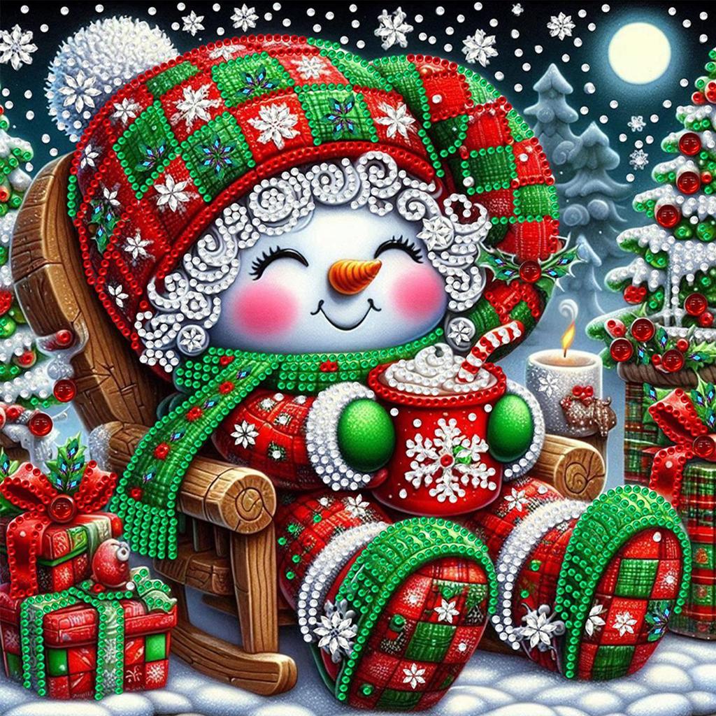 Snowman Special Shape Partial Drill Dimond Art Paintings for Home Office Wall Decor Crystal Rhinestones Diamond Painting 30x30cm