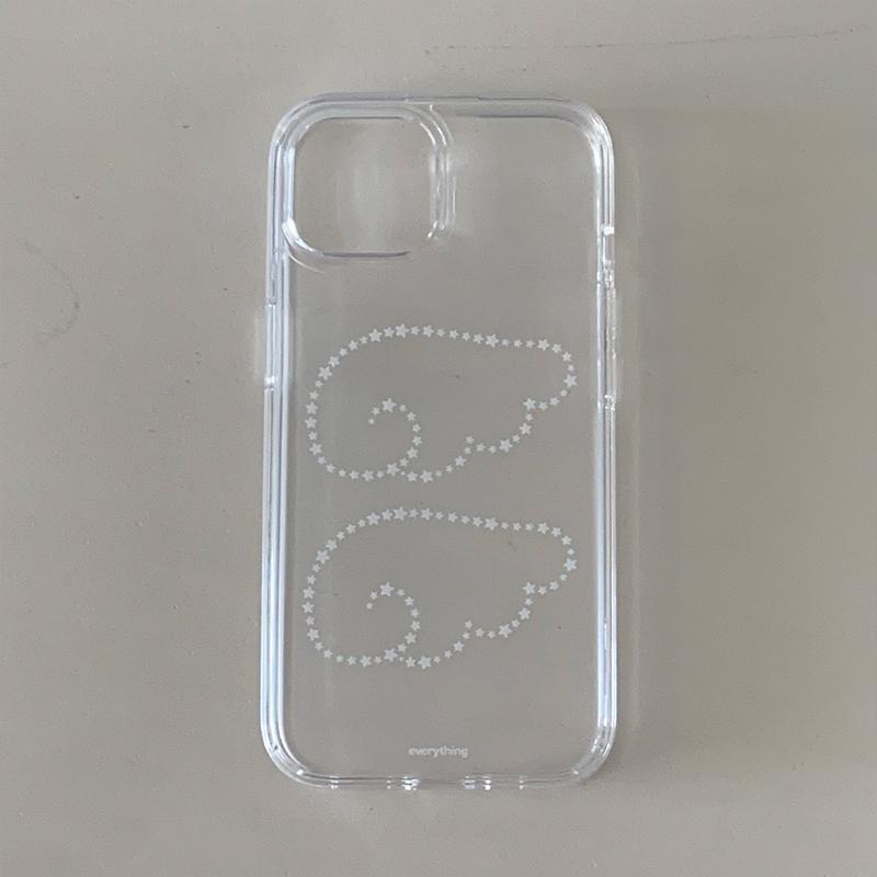 Mode Korea INS Vita Stjärnvingar Fodral för iPhone 16 Pro 15 14 13 12 11 Promax Plus Lyxigt Högkvalitativt Minimalism Baksidesfodral