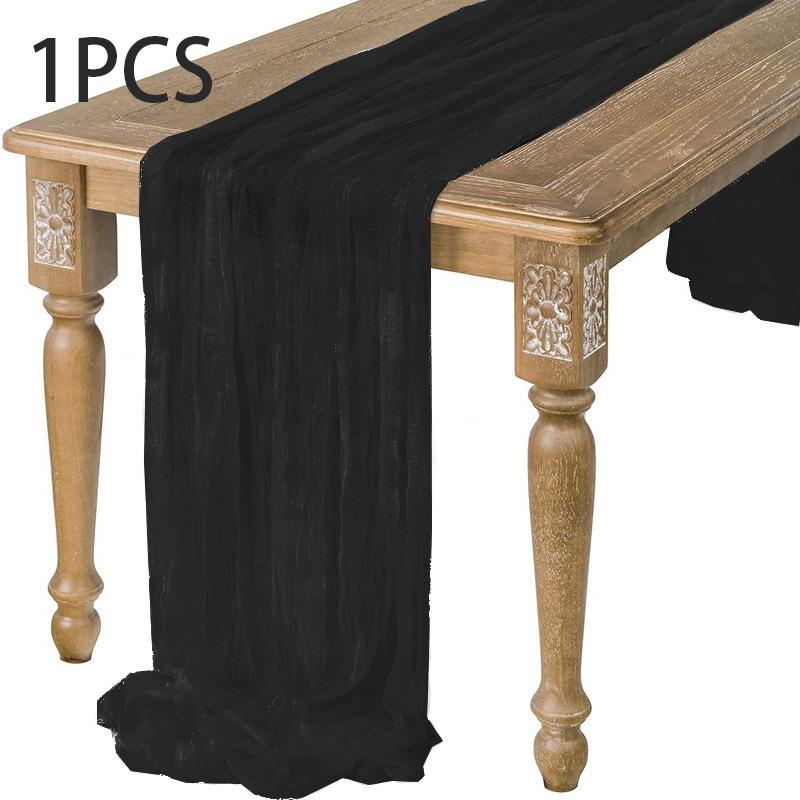 90x400CM Semi-Sheer Gauze Table Runner For Wedding Reception Sheer Bridal Shower Birthday Party Banquet Xmas Table Decoration