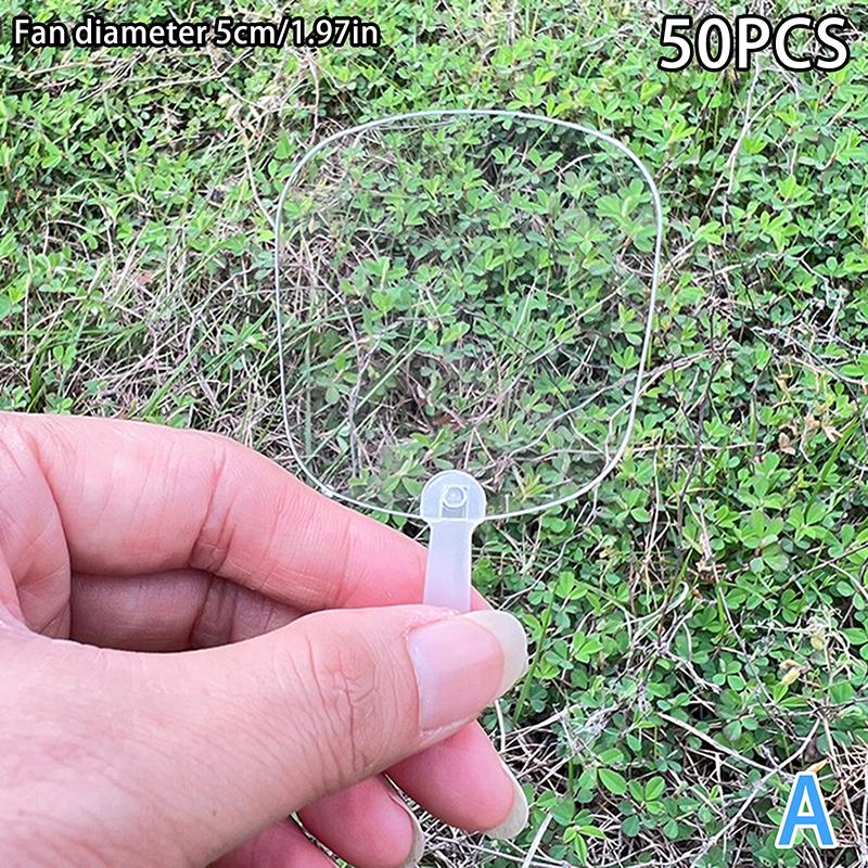 50 Pezzi Carino Mini Plastica Trasparente Vuoto Ventaglio Bambino Bambini Fai da Te Ventaglio Matrimonio Compleanno Festa Bomboniere Fidanzata Fidanzato Idee Regalo