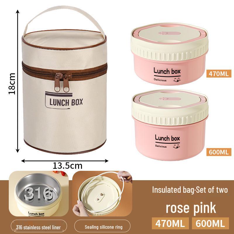 304 Stainless Steel Insulated Bento Box - Microwaveable Lunch Box & Soup Container, Ideal for Office Workers & Students