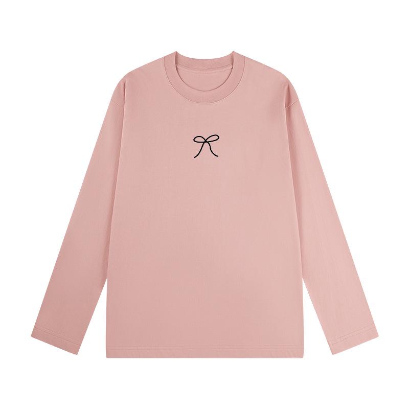 

Women s Trendy Bow Print Long Sleeve Cotton T-shirt - Spring/Autumn Loose Fit S (85-100 lbs)
