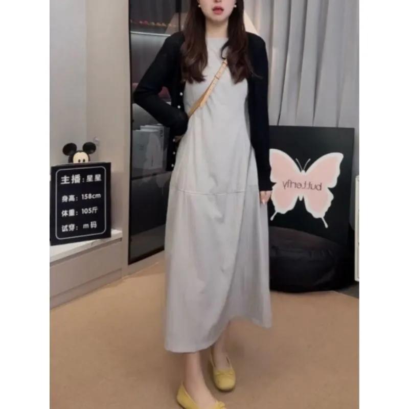 Women's Spring Summer White Sleeveless Round Neck A Line Maxi Dress