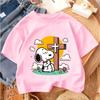 Fashion Cartoon Crew Neck T-shirt, Cute Casual Summer Children's Clothing, Snoopy