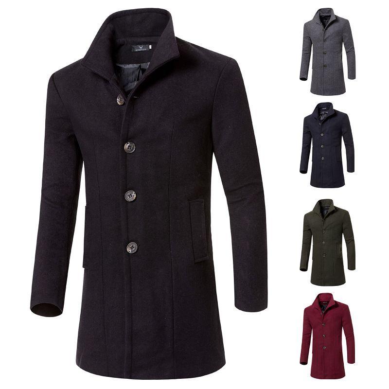 Luxurious Trench Coat Fashion Men's Jacket Winter Warm Wool Coat Outwear Long Overcoat