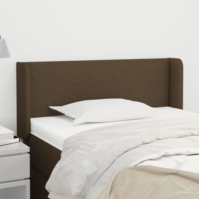 VidaXL Tête de lit avec oreilles Marron Foncé 103x16x78-88 cm Tissu3118481