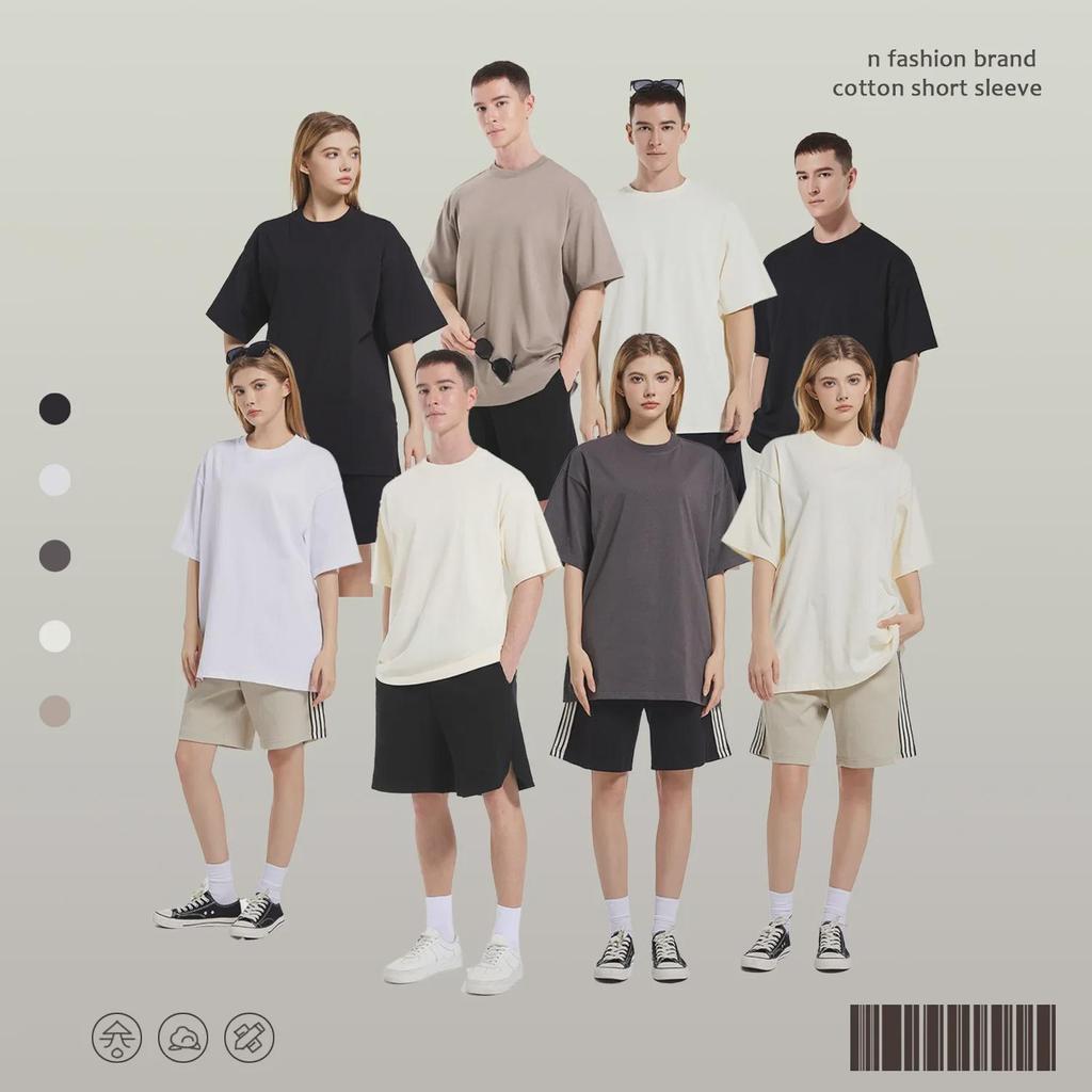 KITE Herr 300G Tung Bomull Lös Passform Amerikansk Stil T-Shirt - Kortärmad, Stor Storlek, Trendig Design