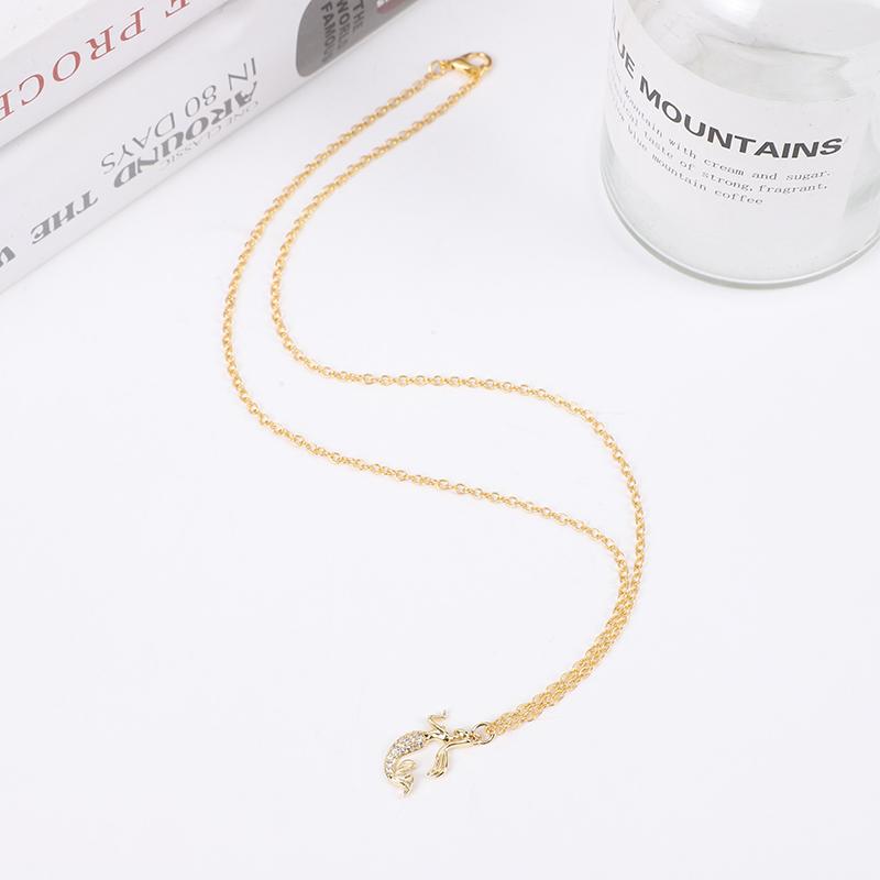 Fashionable and Personalized Zirconia Inlaid Women's Pendant Necklace, Animal Pendant, Mermaid Necklace