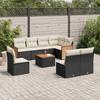 Vidaxl 9-Cz. Garden Lounge Set, With Cushions, Black