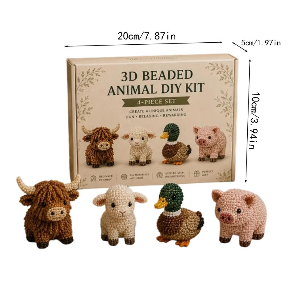 Beaded Animal Kit DIY Mini Creative Decoration 3D Beaded Animal Craft Kit For Adults Teens Beginners Craft Enthusiast Art