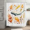 Colorful Leaves Whale Shower Curtain Home Decor Bathroom Wall Hanging Polyester Waterproof Bath Mat White and Yellow Leaves Desi