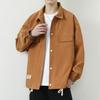 Spring and Autumn Men's Versatile Solid Color Lapel Solid Color Jacket Hong Kong Style Loose Jacket Trendy Workwear Men