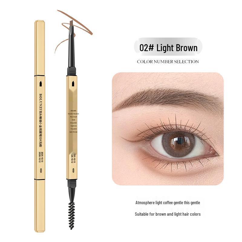 

Золотий двосторонній трикутний олівець для брів: Ультратонкий, 3D-ескіз, Водостійкий та Стійкий до розмазування.