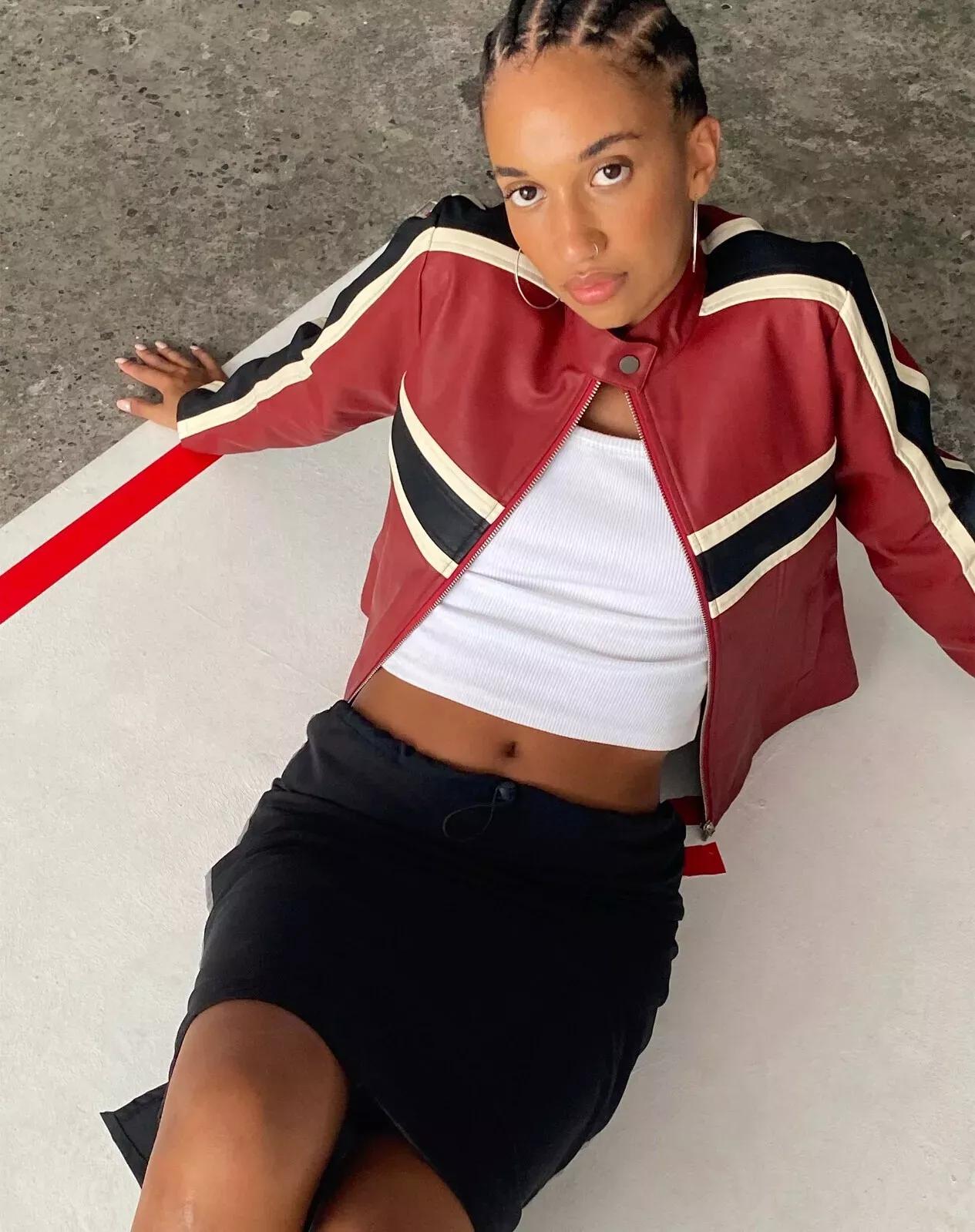 

Женская красная кожаная куртка из натуральной овчины, мягкая кожа, ручная работа, стильная байкерская куртка 3XL красный