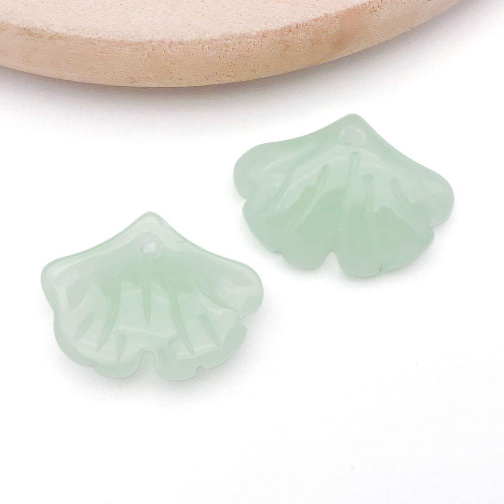 Set of 20 Green Transparent Faux Glass Leaf Pendants for DIY Bracelets, Necklaces, and Video Accessories.