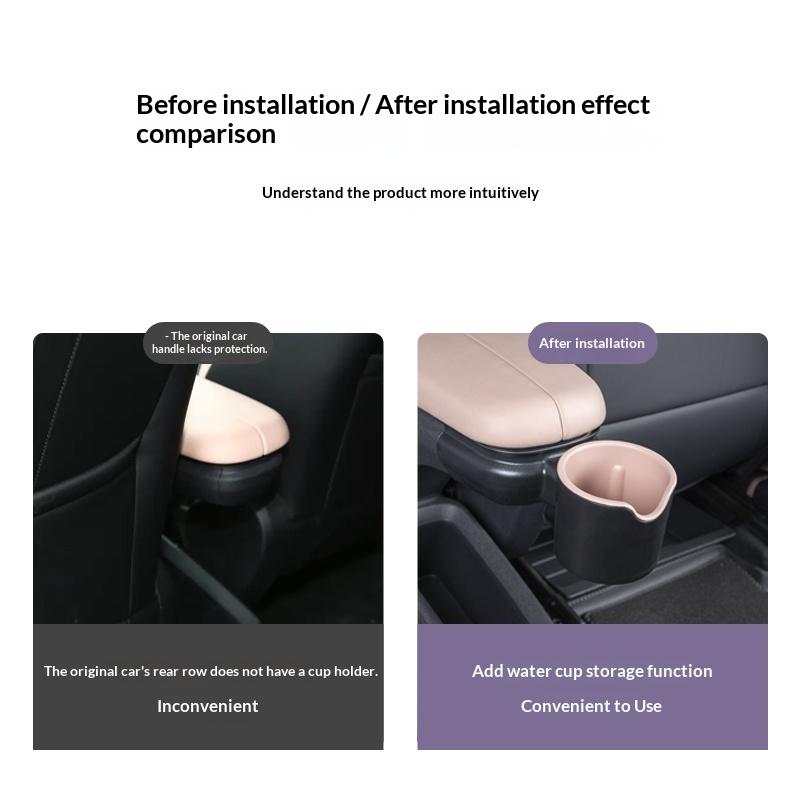 For Byd Dolphin Surf Dolphin Mini Car Cup Holder Rear Row Cup Slot Storage Organizer Interior Accessories Modification