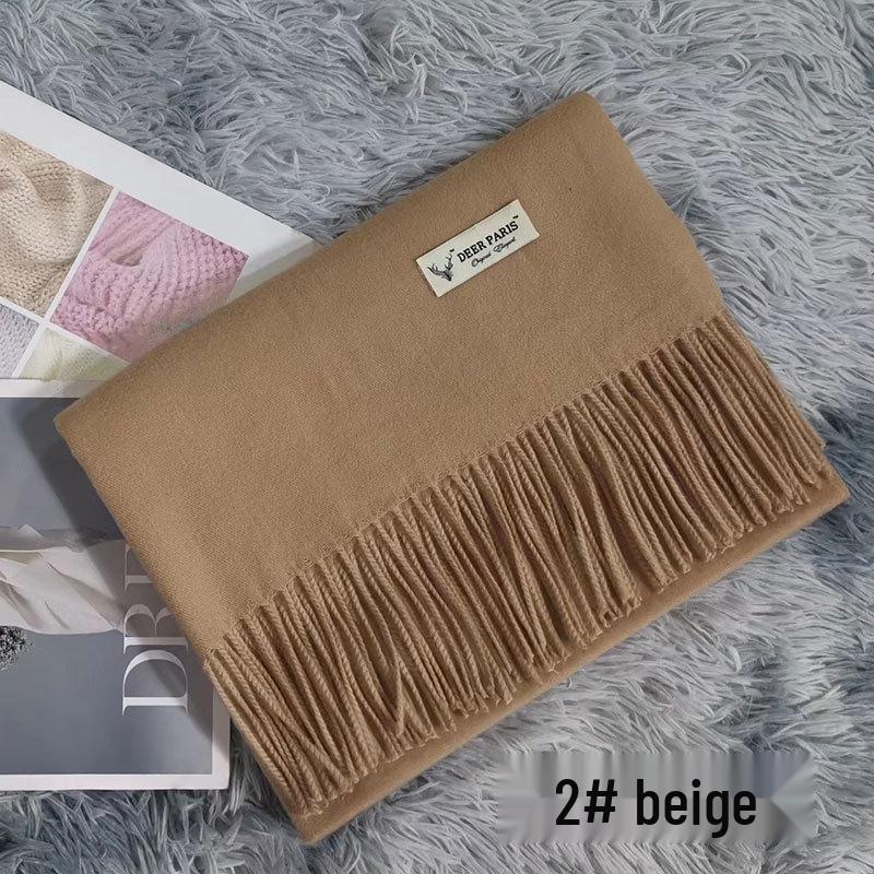 Luxury Unisex Scarf: Autumn/Winter Thickened Solid Color Cashmere-Feel Shawl