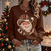 Damen Casual Rundhals Langarm Pullover Oberteil mit Weihnachtsdruck für Feiertage und den Alltag