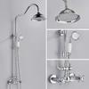 French Retro Full Copper Gold Shower Head Set with Hot and Cold Faucet