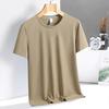 Camiseta Masculina Casual de Seda de Gelo Manga Curta Respirável Gola Redonda Meia Manga Top