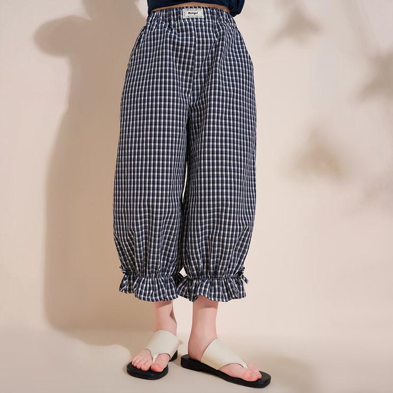 Montagut Girls' Ruffled Plaid Casual Ankle Pants