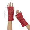 Elastic Sequin Half Finger Gloves Sequined Polyester Reflective Stage Gloves Solid Color Creased Fingerless Performance Handwear