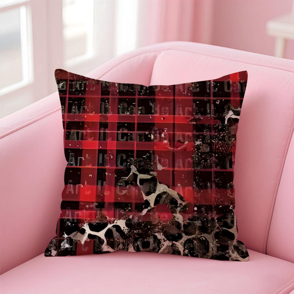 PPlaid and Leopard Print Textures Cushion Cover Pillowcase Short Plush Invisible zipper Room Sofa Cushion Cover
