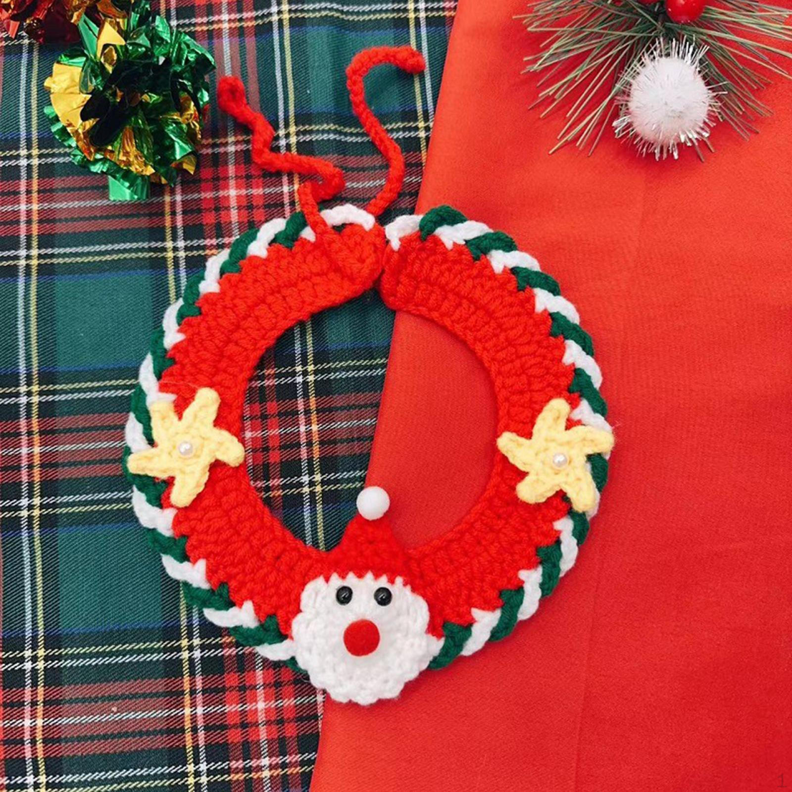 Knitting Cat Collar Hand Woven Scarf,Christmas Kitten Necklace Scarf Christmas Knitted