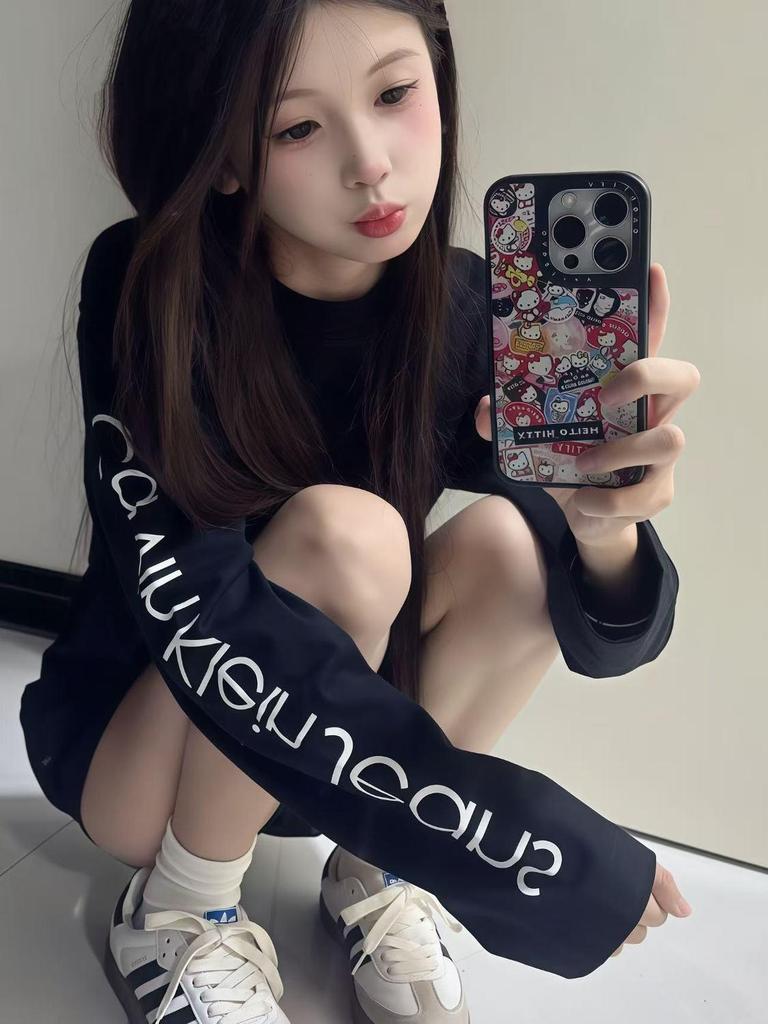 2025 Autumn Korean Letter Print Long Sleeve T-shirt for Men & Women