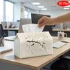 2D Flat, 1pc Tissue Box, Printed On Both Sides, Versatile Tissue Holder Featuring Cherry Blossom Branch Design Sturdy Polyester Organizer for Christma