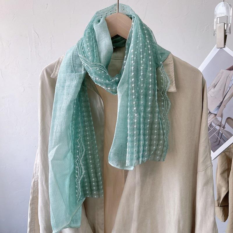 

Линии цветного кружева хлопок лен тонкий шарф для женщин зимой шаль весна и осень модный шарф шелковый шарф однотонный газовый шарф 140*40cm