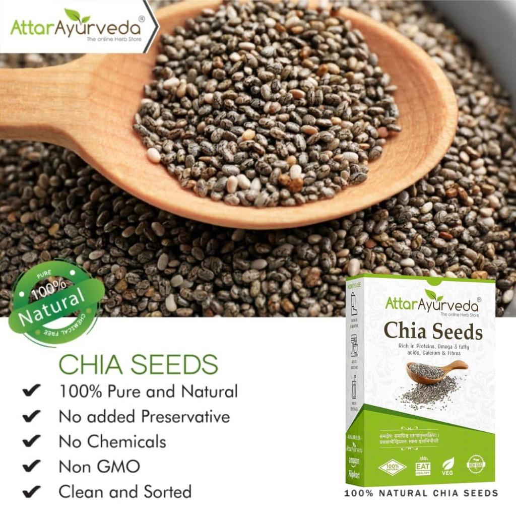 Attar Ayurveda Chia Seeds 250 gm Pack of 1 | Pure Natural Superfood for Weight Control, Heart Health, and Digestive Wellness