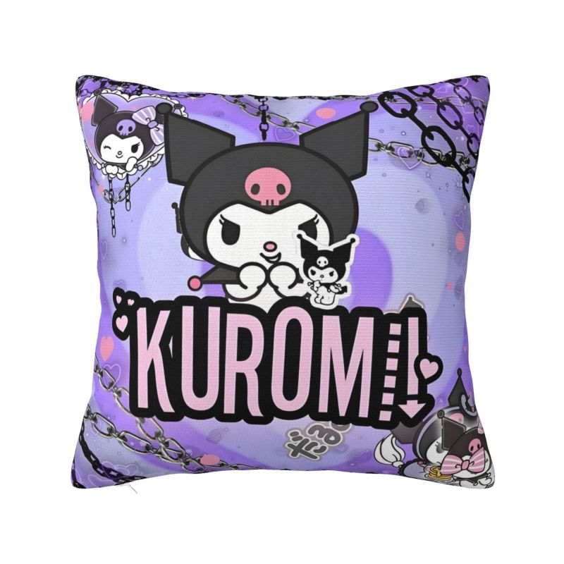 Custom Modern Cute Sanrio Kuromi Anime Cushion Cover Velvet Kawaii Cartoon Pillow Case Home Decor