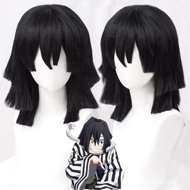 Kamado Tanjiro, Agatsuma Zenitsu, Kanroji Mitsuri, Tomioka Giyu, Tokito Muichiro Halloween Personnages d'Anime Perruques Cosplay Wigs only black