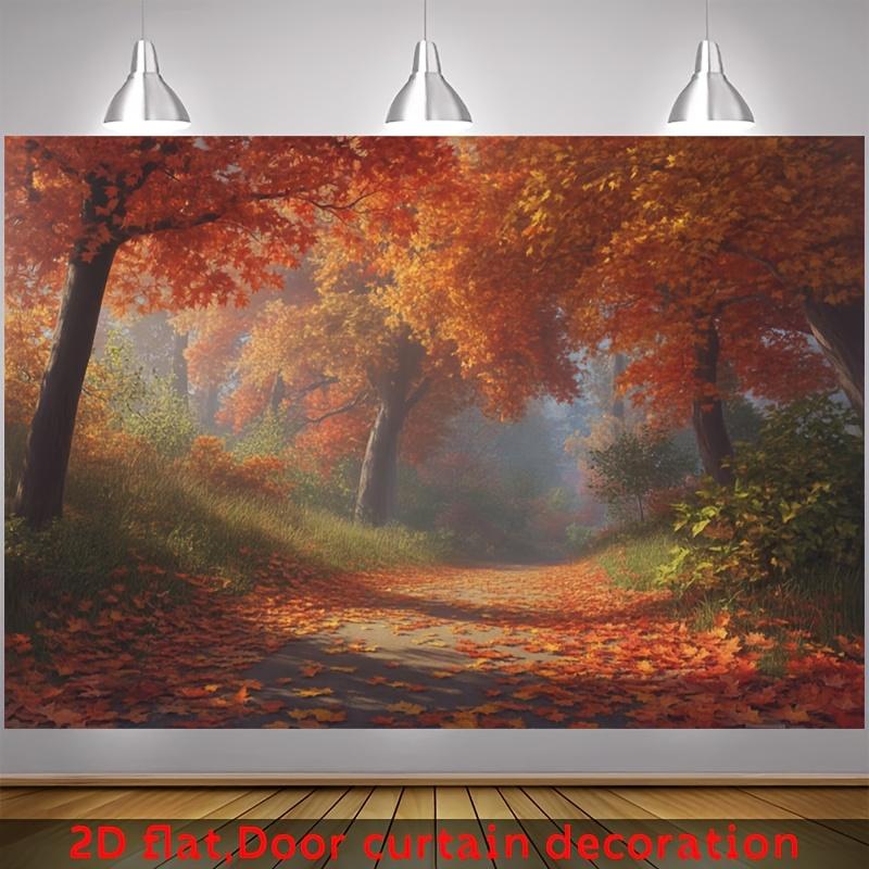 2D Flat Surface 1-piece Autumn Forest Path Fallen Leaves Background Fabric Suitable for Gardens Clubs and Farms