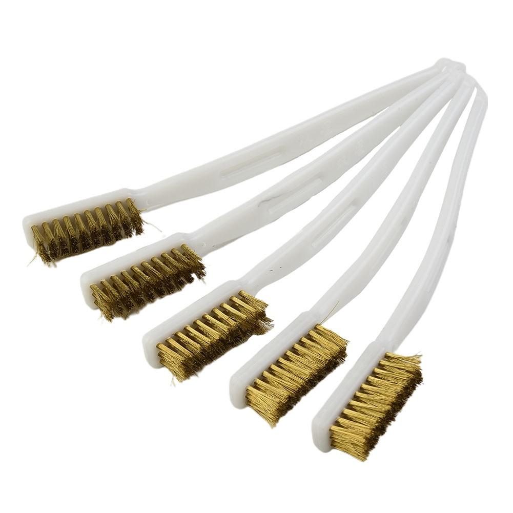 Plastic Handle Brass Wire Brush Cleaning 17.5*1.2*2cm Supplies Practical