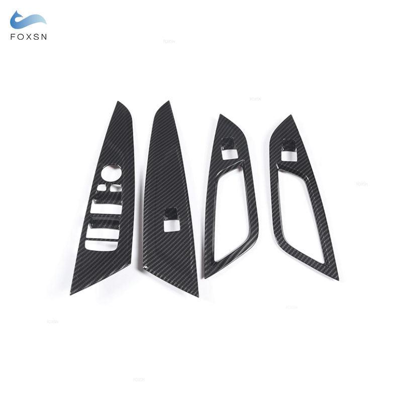 ABS Kolfibertextur Bil Innerdörr Fönsterhissknapp Skyddsram Trim För BMW 4-serie G22 G23 G26     Vänsterstyrd