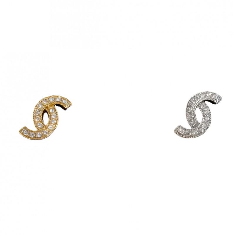 Letter Zircon Stud Earrings Post Small Style Fashion Jewelry Women