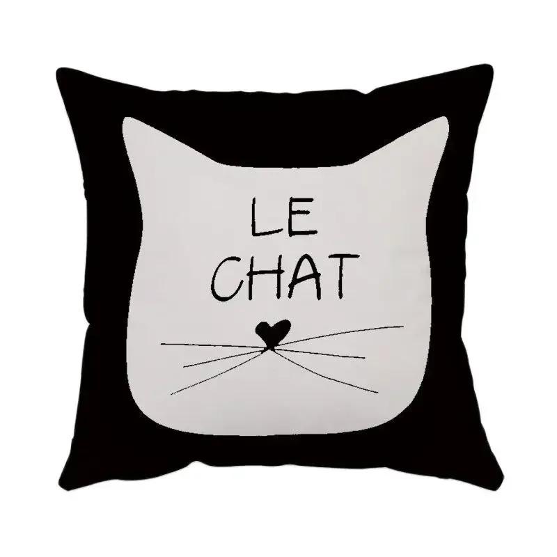 Cartoon Cat Print Pillowcase 50X50Cm Modern Simple Decorative Pillowcase Office Sofa Seat Bedroom Home Decoration Cushion Cover