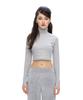 Isjabaibeu [It004-10] High-Neck Crop T-Shirt - Gray