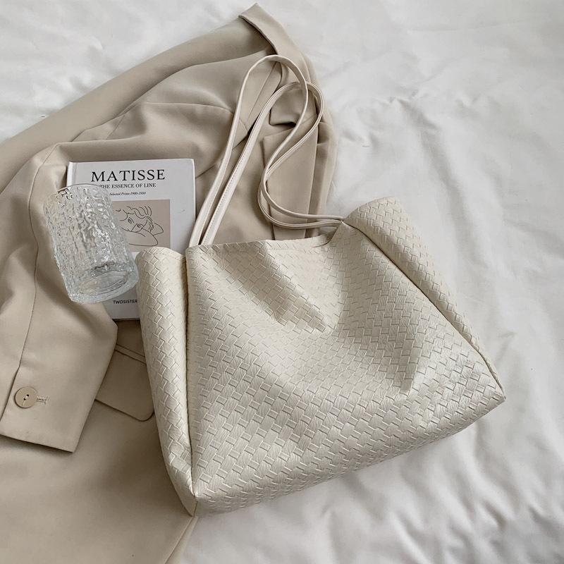 

OEM Сумки женская сумка плюс нишевая сумочка имитация плетеного узора на плечо сумка-тоут 42X9X26cm белый