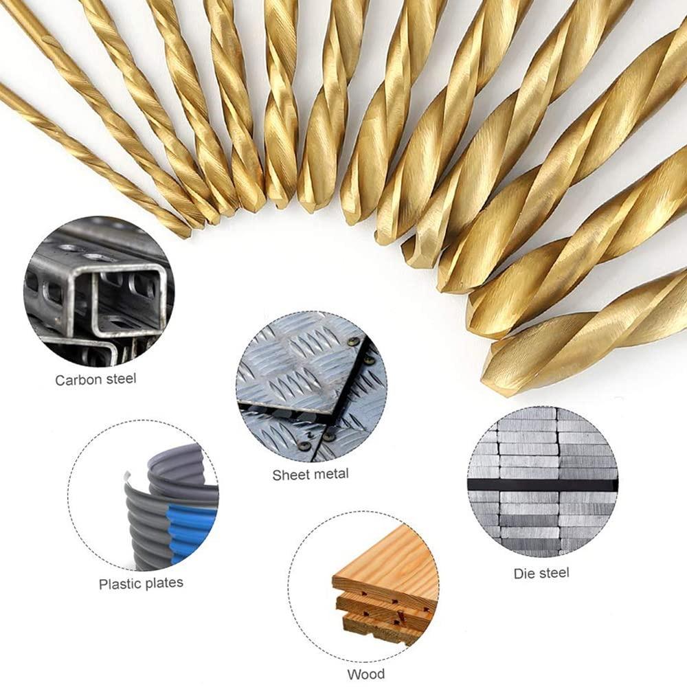 Titanium Coating Drill Bit Set Hex Shank Twist Drill Bit Durable HSS Drill Bits  For Plastic