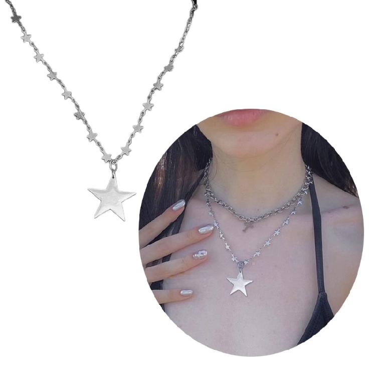 Fashion Edgy Star Pendant Necklace Handmade Clavicle Chain for Women Girls